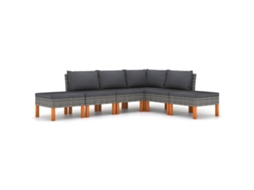 Maison Exclusive - 6 Pcs Conjunto Lounge De Jardim C/ Almofadões Vime Pe Cinzento