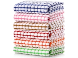 Toalhas de cozinha de algodão, 16x25 polegadas, pacote de 6, absorventes, para secar pratos e uso diário S/MARCA