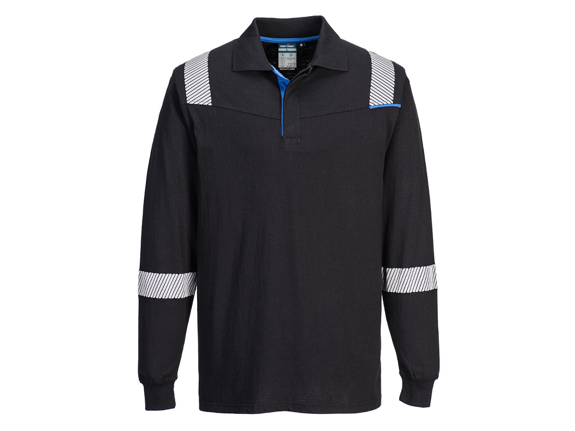 Polo De Manga Comprida Resistente A Chamas Wx3 Fr Modaflame Preto / S