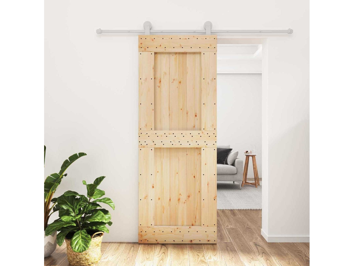 Vidaxl Porta Deslizante Natural E Branco 80 X 210 Cm
