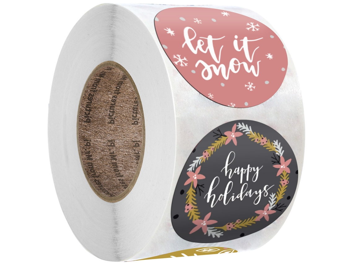 Adesivos De Natal De 1,5 Polegadas 2 Rolos, 8 Padrões Alegres Aquaforge