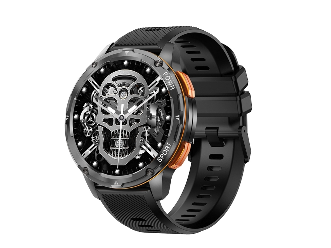 (preto) Smartwatch Amloed Com Tela Redonda De 1,43 Polegadas E Pulseira De Silicone