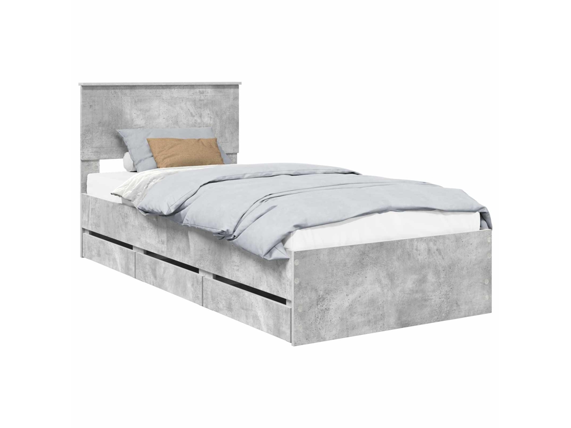 Estrutura de Cama MAISON EXCLUSIVE Cinzento 90 X 190 cm Madeira de Engenharia