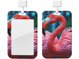 Porta Crachá Flamingo, Protetor De Crachá Vertical Com Cordão, Capa Impermeável De Plástico Trabalho, Escritório E