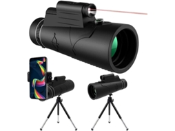 Telescópio Monocular 12x50 Hd Led Vermelho Visão Noturna Ip68 Bússola Tripé Adaptador Smartphone Observação Pássaros Preto Bestvite