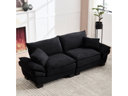 Sofá Seccional Moderno em L, 3 Lugares, Sem Instalação, Chenile com Chaise, Braços, 3 Almofadas, Bolso Lateral para Controle, Cinza | S/MARCA