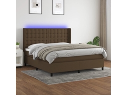 Vidaxl Cama Box Spring C/ Colchão/led 160x200cm Tecido Castanho-escuro