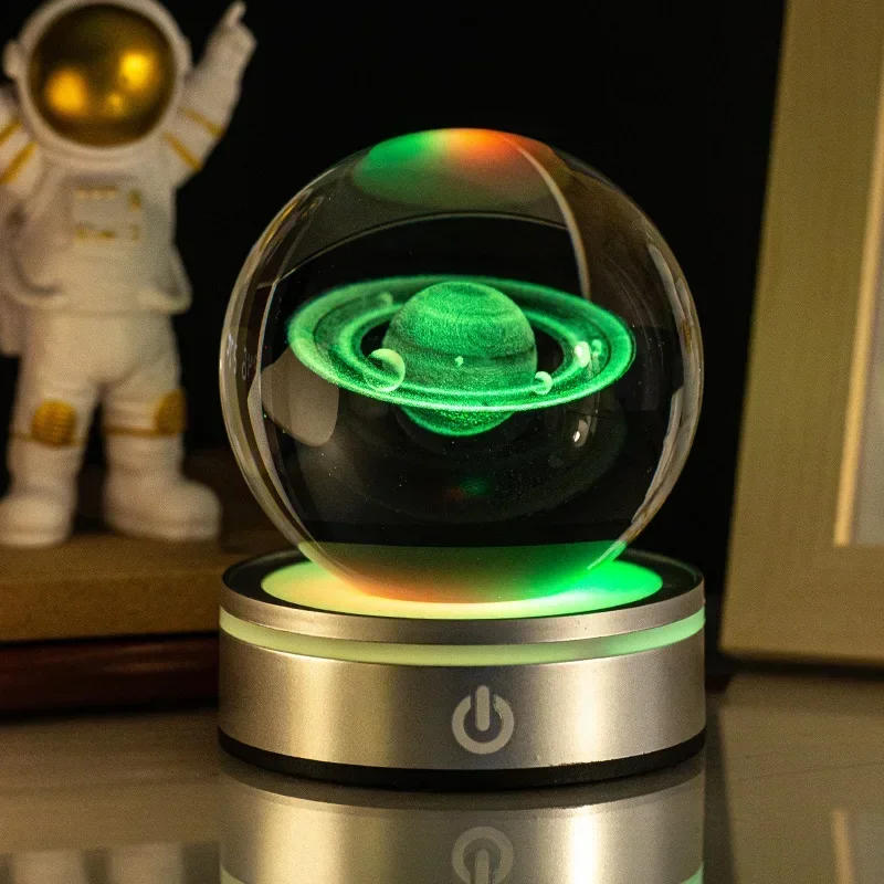 Acessório Decorativo de Mesa em Forma de Bola de Cristal Luminosa 3d MDUG (estilo 10,8 Cm com Base Led)