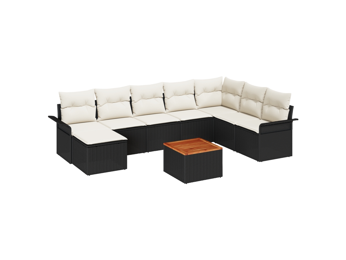 Conjunto 9 De Sofá De Jardim  Vidaxl Preto E Creme