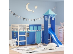 Vidaxl Cortinas Para Cama Elevada Com Torre Poliéster Azul