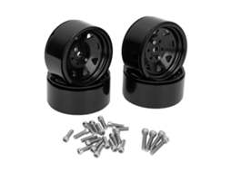 Mali conjunto de 4 Aros Rc de 1.9in Aço/zinco com 8 Raios para Axial Scx10 Scx10 Ii Scx10 Iii Preto