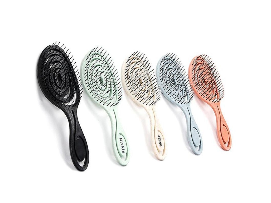 5pcs Escova de Cabelo Orgânico com Palha, Neutra Ao Clima, Sem Puxar, Desembaraçadora Onq