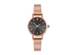 Relógio de Pulso Casual Simples com Pulseira de Malha Movimento de Quartzo Preto