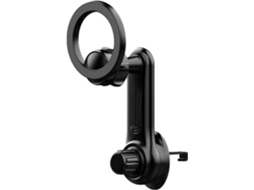 Suporte magnético giratório para celular no carrinho, seguro e versátil, para uso externo.