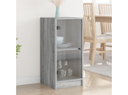 Vidaxl Armário De Apoio C/ Portas De Vidro 35x37x75,5 Cm Cinza Sonoma