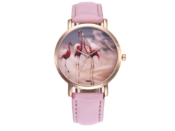 Relógio Pulse para Casa e Mulheres, Relógio de Quartzo com Pulseira de Couro Casual Rosa