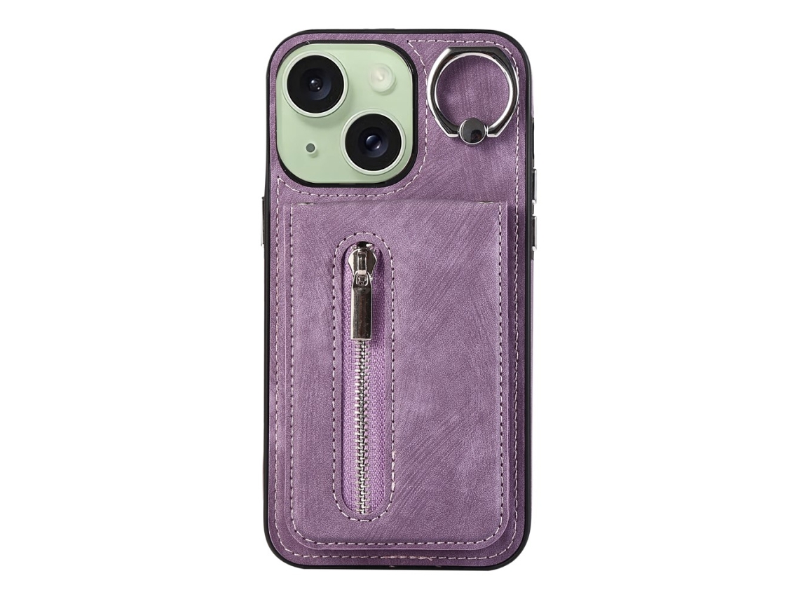 Suporte Casa Pega Para Iphone 15 Pele Sintética Roxo