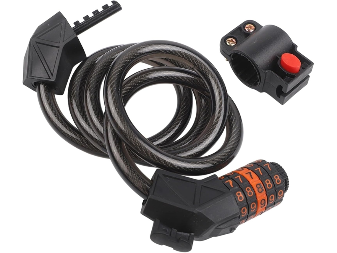 Cadeado Para Bicicleta, Código De 5 Dígitos, Cabo De Aço De 12 Mm (1,2 M, Preto/laranja)