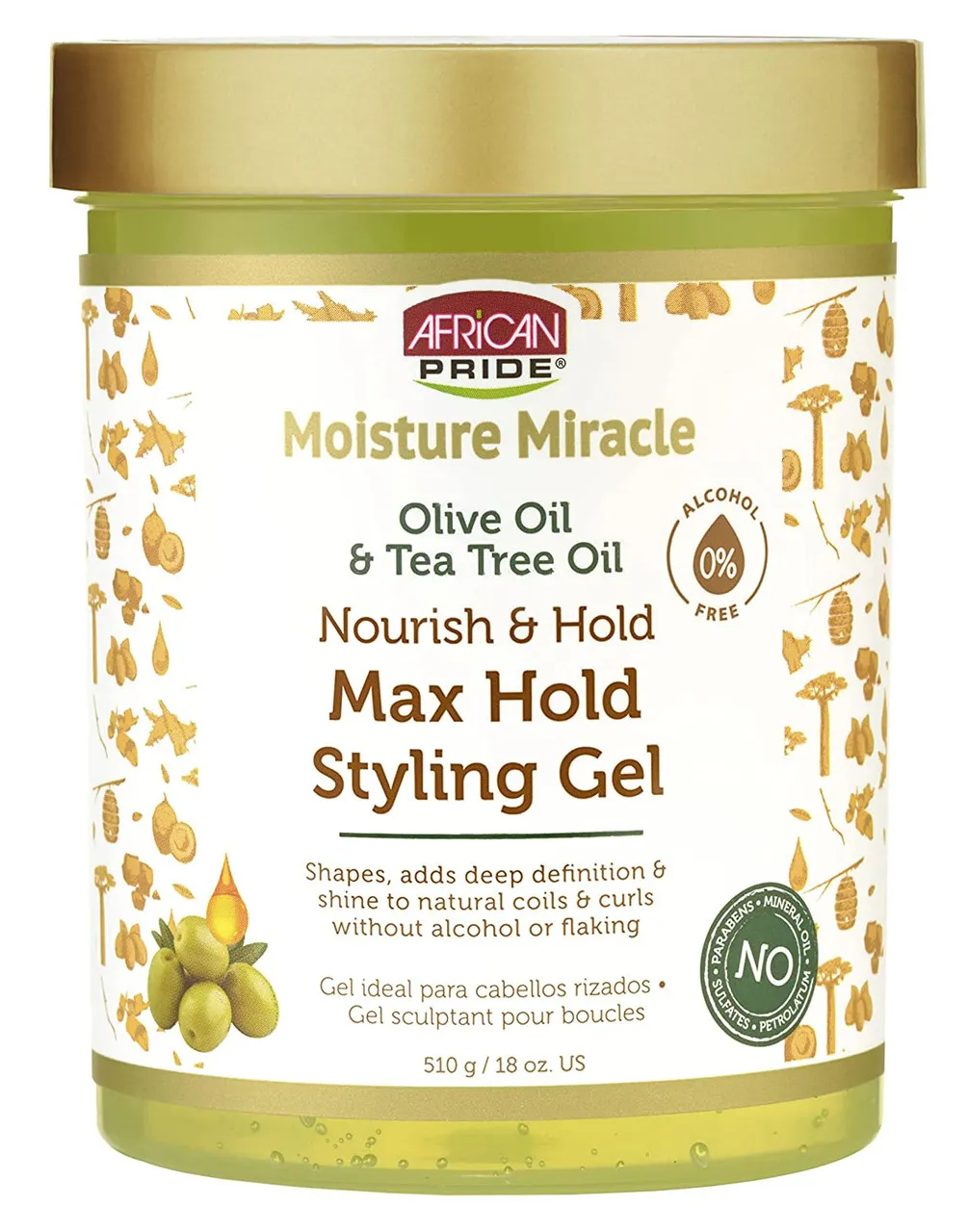 Gel de azeite de oliva e óleo de árvore African Pride 510g