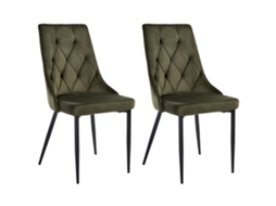 Conjunto De 2 Cadeiras De Refeições Modernas E Estofadas Beliani Avenir De Veludo Verde-oliva 49x60x95