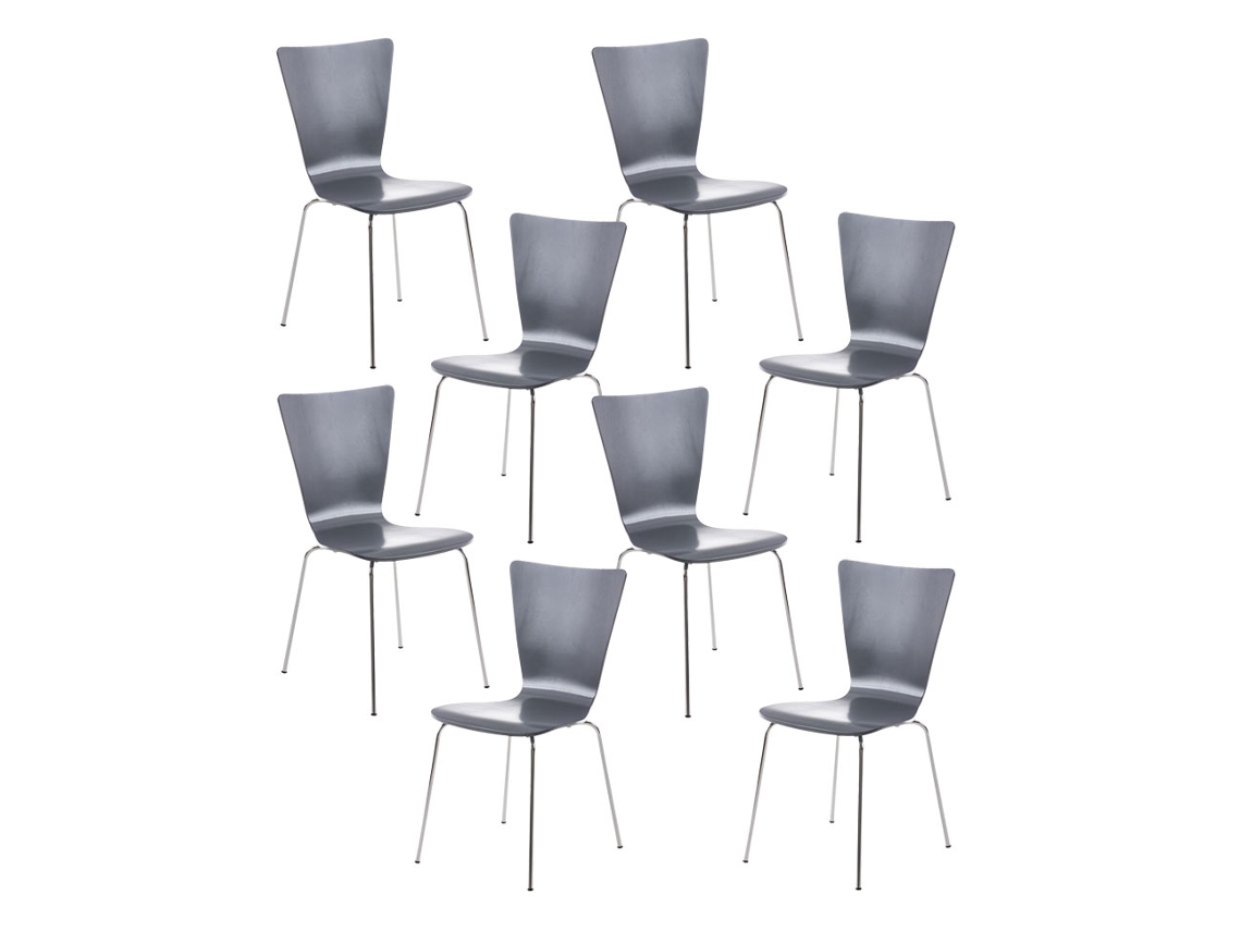 Conjunto de 8 cadeiras para visitantes Aaron cinza CLP