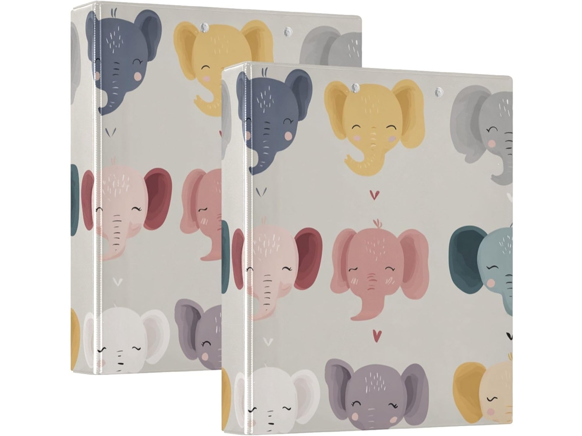 Colagens redondas 1-1 2 embaladas com estampa de elefante fofa em núcleos transparentes, com sacos internos, pacote com 1 2