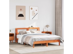 Vidaxl Cama Sem Colchão 140x190 Cm Pinho Maciço Castanho-mel