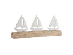 Figura Decorativa HOME ESPRIT Branco Natural Veleiros Mediterrâneo 62 X 8 5 X 25 5 Cm