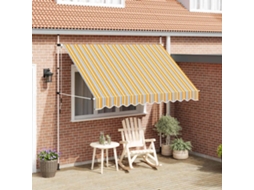 Vidaxl Toldo Retrátil Manual 300 Cm Riscas Amarelas E Azuis