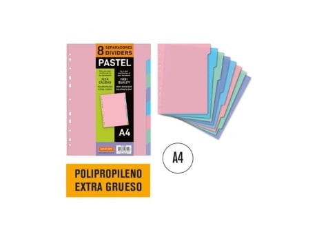 Livro Bolsa Separadores A4 Extra-fuerte 8 Pestañas Pastel Multitaladro De Desconocido (espanhol)