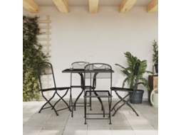 Conjunto De 5 Peças De Jantar Para Jardim Rede De Metal Antracite Dkd Home Decor