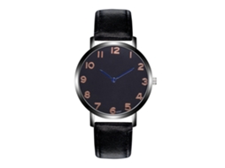 Reloj De Cuarzo Para Hombre Con Correa De Cuero Pu Dial Numerado Puntero Azul (negro)