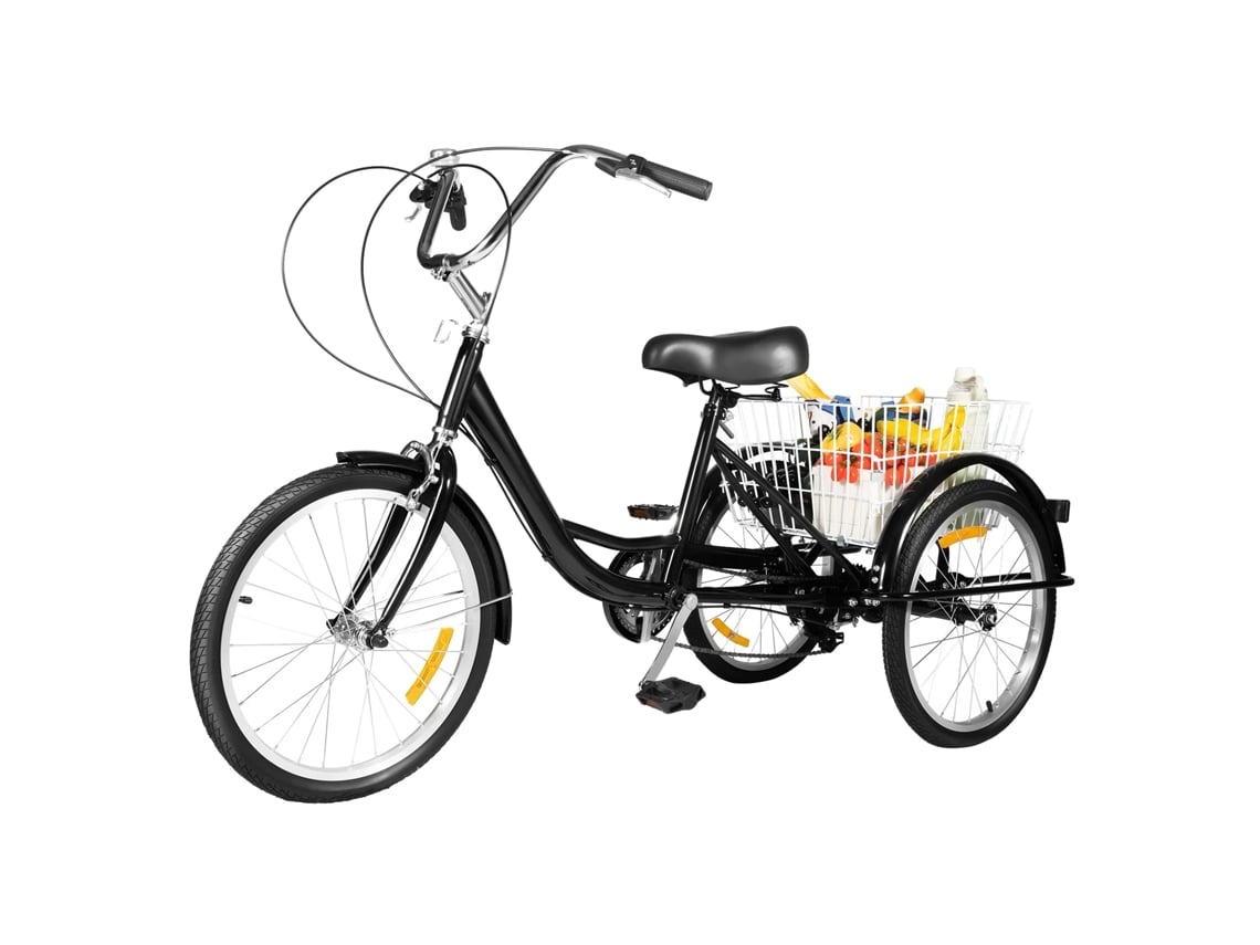 Triciclo Adulto De 3 Rodas, 8 Velocidades, Cesta De Compras Espaçosa,preto Oem