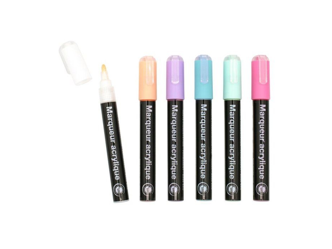 Mégacréa Diy Caneta Acrílica em Tons Pastel, Conjunto com 6 Peças AQUAFORGE
