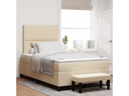 Vidaxl Cama Box Com Cabeceira Creme 120 X 200 Cm Tecido