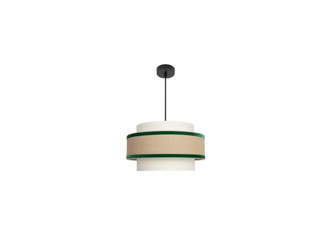 Luminária Pendente Cornalina, Ø40cm, Altura Regulável, 1xe27 , Bege E Verde Fabrilamp (lâmpada Não Incluída)