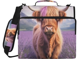 Pasta Organizadora Fofa Com Estampa De Vaca Das Terras Altas, Com Zíper, Ideal Escola E Trabalho Resistente À Água