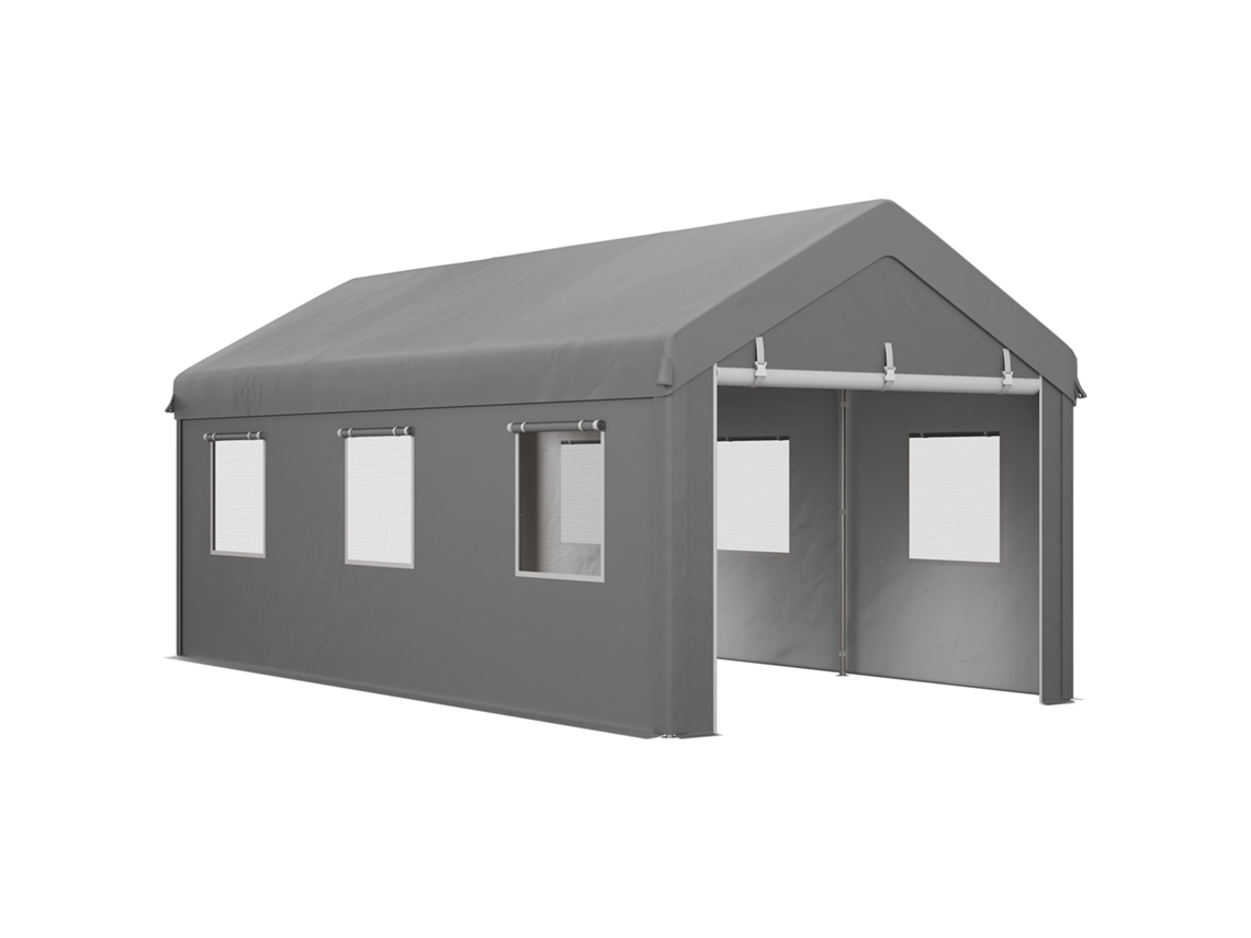 Tenda de estacionamento 6x2,95x2,78m em aço galvanizado com lona PE 160g/m²