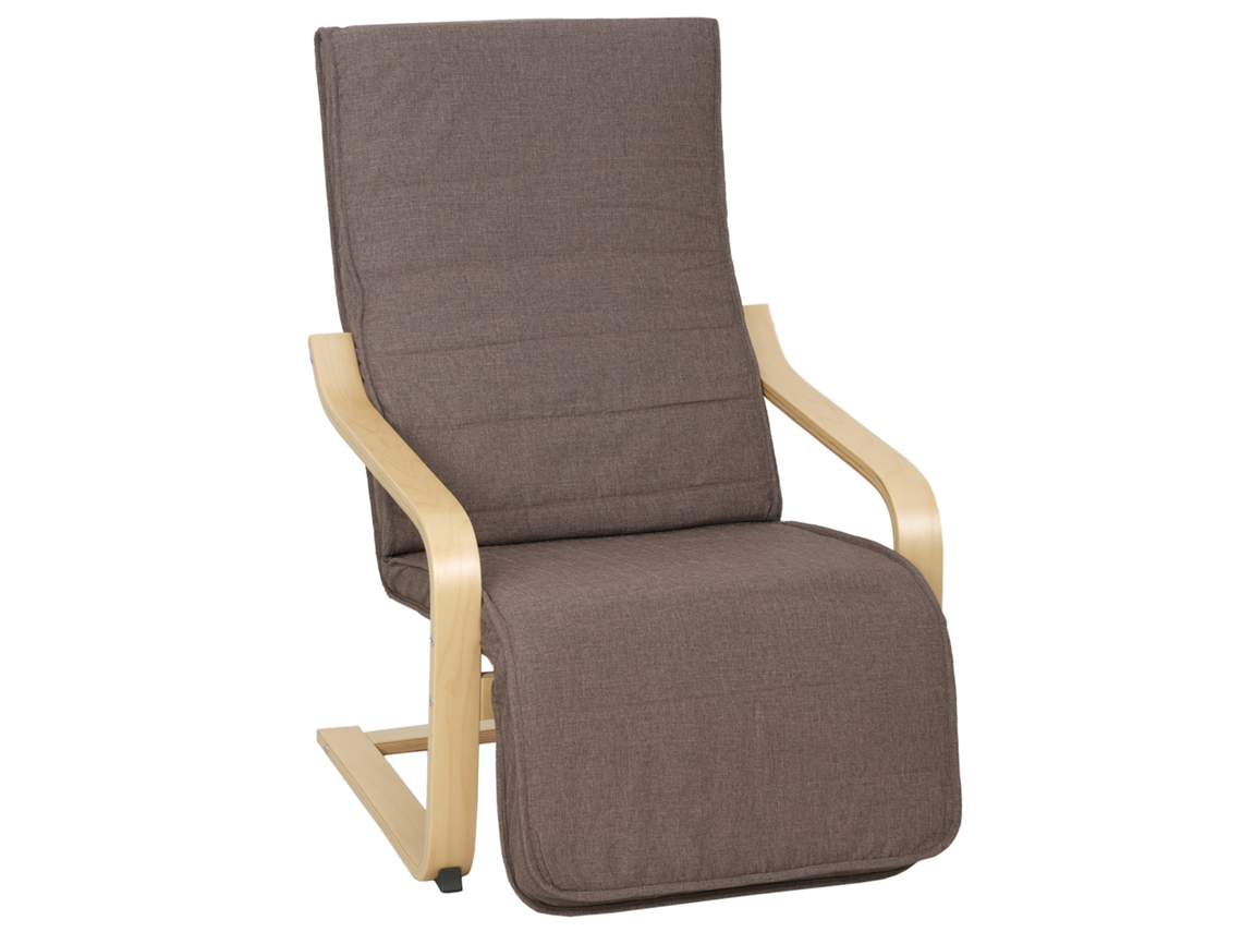 Poltrona de Salão com Descanso para os Pés Ajustável,cadeira Estofada em Linho Sintético para Escritório e Quarto,66,5x94x100cm,marrom BTFORUS