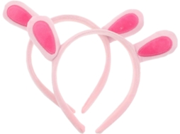 Conjunto de 2 Tiaras Pelúcia Coelho Orelhas - Argolas Rosa