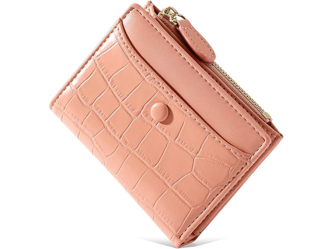 Carteira Mulher Padrão Pedra Transparente Rosa Com Porta-cartões