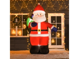 Père Noël Gonflable Led 2,4h M Avec Hotte Polyester Imperméable Rouge