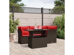 Vidaxl Conjunto De Sofá De Jardim De 5 Peças Com Almofadas Em Rattan Sintético Marrom
