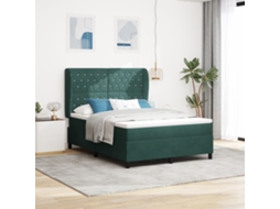 Cama Box Com Colchão Verde Escuro 140x200 Cm Veludo