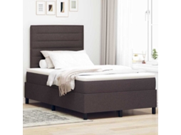 Vidaxl Cama Box Com Colchão Castanho Escuro 120 X 190 Cm Tecido