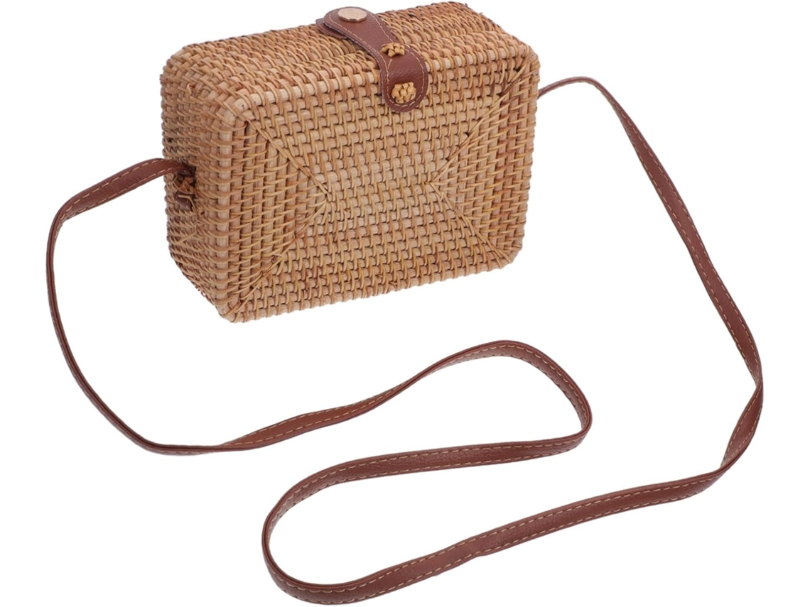 Bolsa De Ombro Quadrada Em Rattan Trançado, Pequena, Transversal, Para Mulheres, Estilo Boêmio...