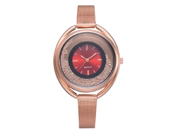 Relógio Feminino de Quartzo com Mostrador Redondo e Contas de Cristal Alloy (vermelho)