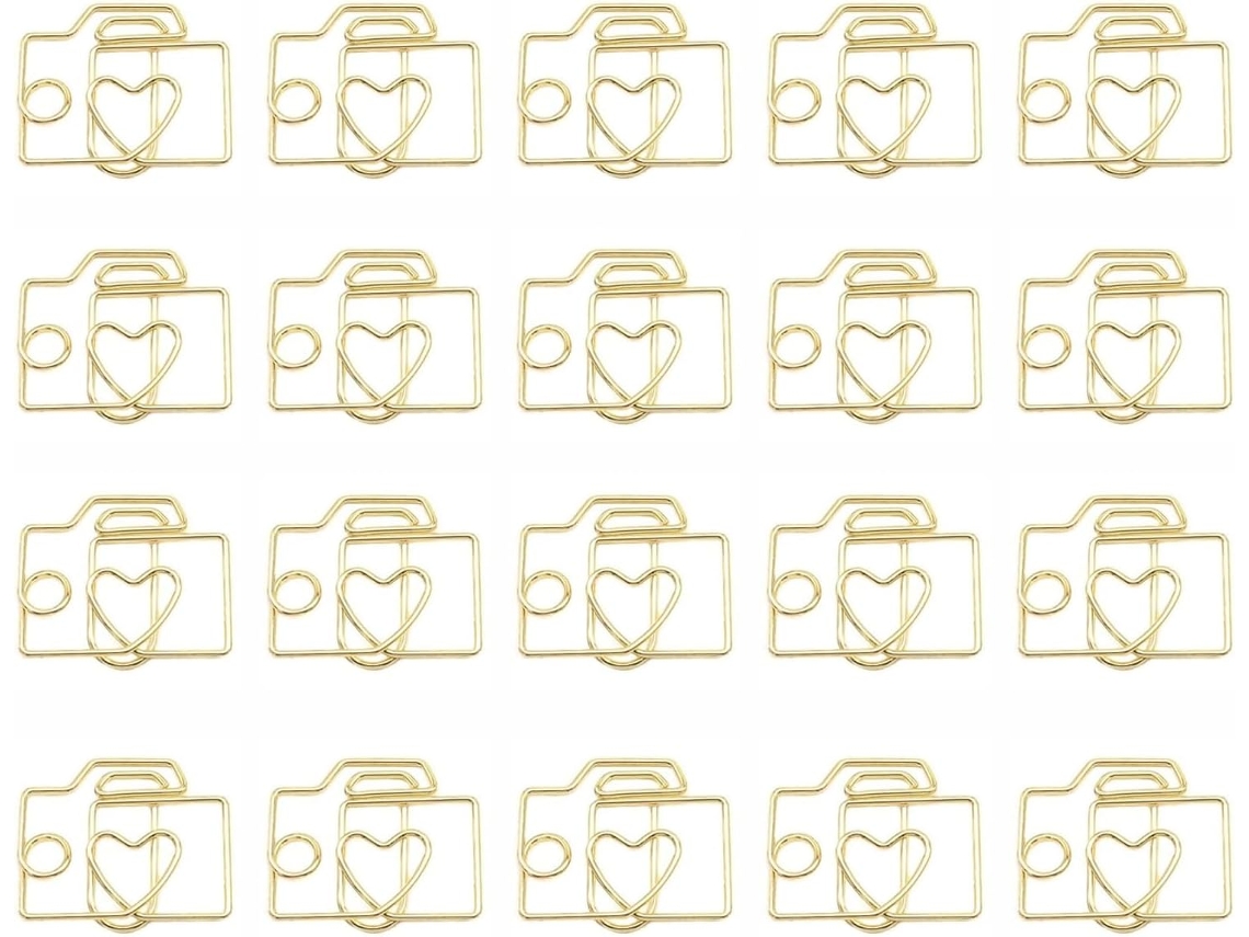 Compatível com 40 clipes de metal em formato de câmera, peças decorativas e elegantes para mesa com acabamento.