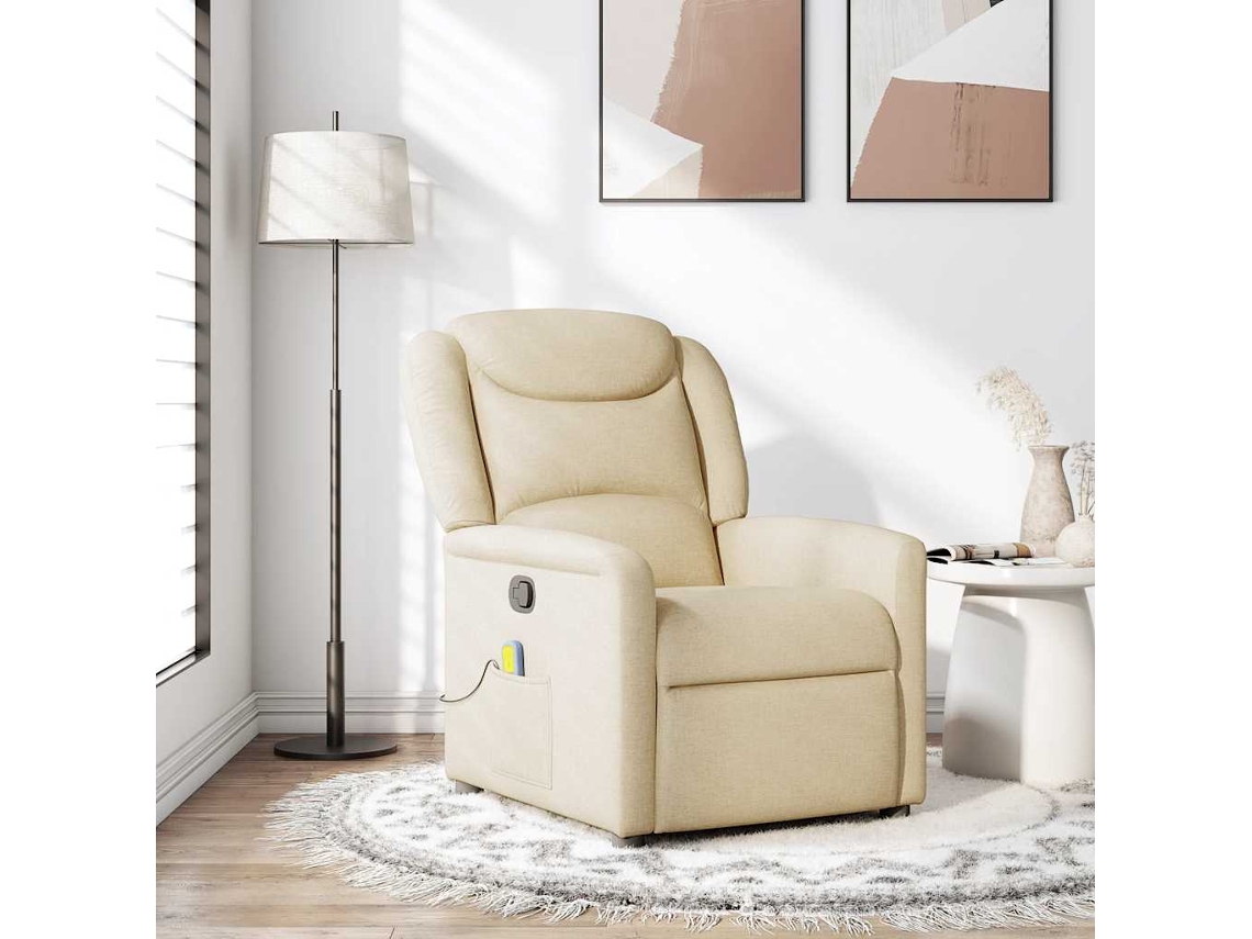 Poltrona de Massagens reclinável com tecido Creme HARLANV1