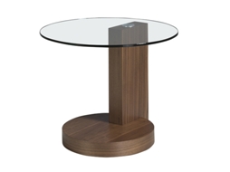 Mesa de Apoio ANGEL CERDÁ 2036 (Nogueira, Vidro - Ø60 x 48 cm)